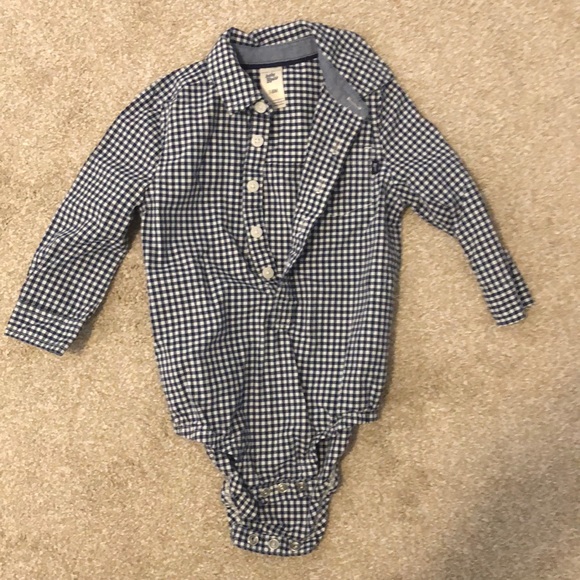 Baby B’gosh navy gingham onesie 18M